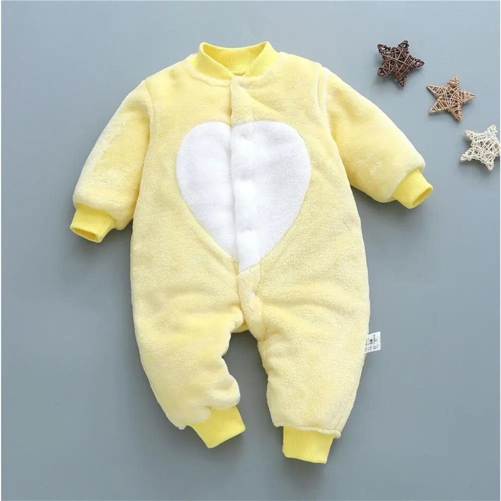 Baby Bodysuits cheap Autumn & Winter Baby Warm Clothes Boy Girl Pure Colour Romper Infant Flannel Soft Fleece Jumpsuit One Piece Toddler Overalls bright baby bodysuits	 Baby Rompers
