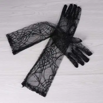

A Pair Women Lace Goloves Full Finger Touch Screen Knit Gloves Halloween Supplies Spider Web Golves Cosplay Party accessories
