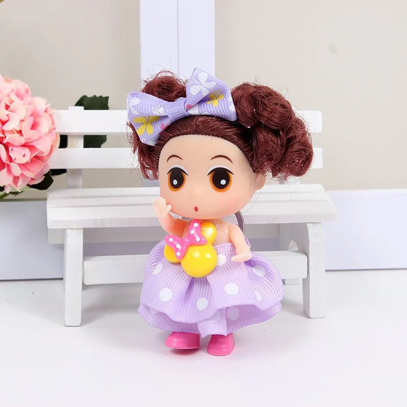 9cm Handmade Mini Colorful Princess Dolls Little Girl Doll Full Dress Doll Keychains Handbag Decoration Pendants Birthday Gifts 9