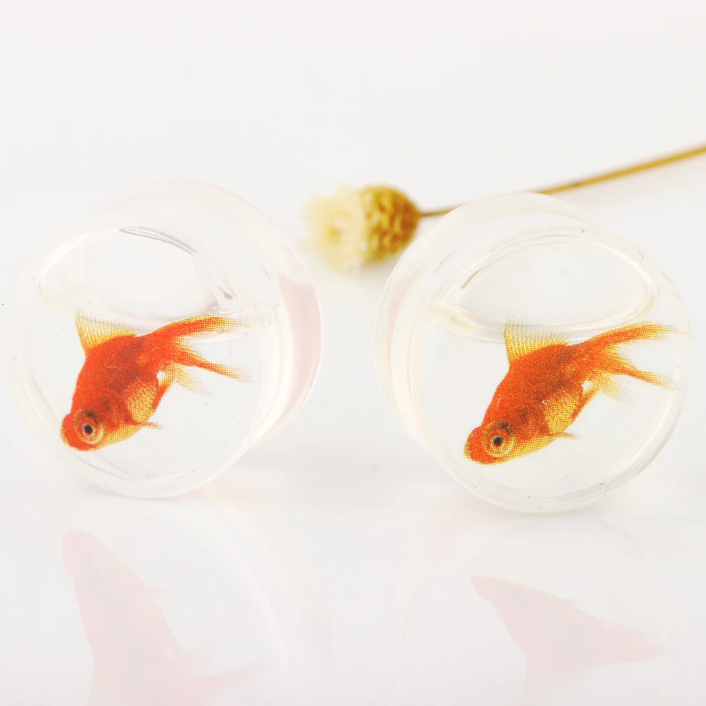 1PC Acrylic Clear Ear Gauges Tunnels 0g 2G 00 Plugs And Stretcher For Women Men Double Flare Fish 00 Gauges Solid 10mm 8mm Punk