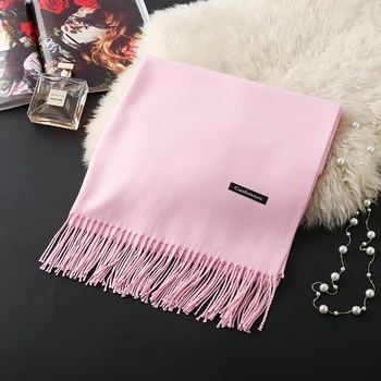 

2020 new solid color scarf women shawl thick warm scarf embroidery printing scarf red