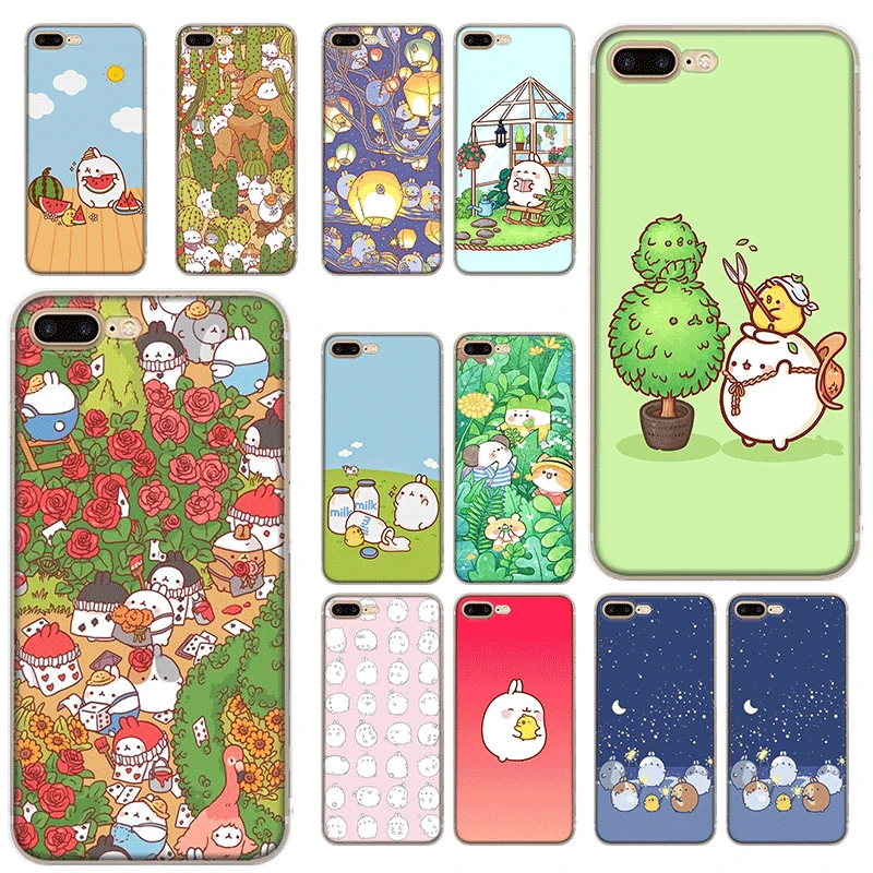 Чехол для мобильного телефона iPhone 11 Pro 6 6s 7 8 P Lus XR X XS Max 5 5S SE Shell Molang Rabbit Hard Cover |