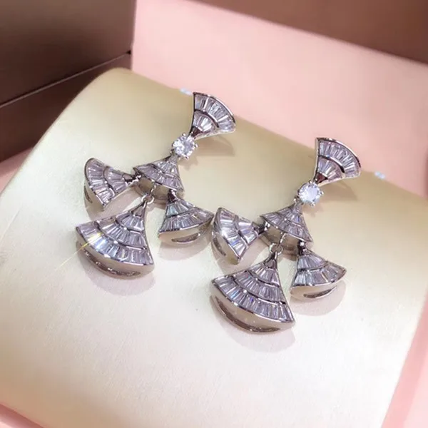 Дизайнерские Модные ювелирные изделия из меди 3а кубического циркония вечерние серьги