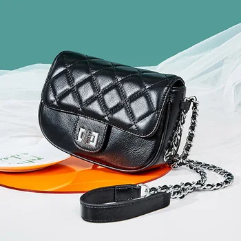 

Genuine Leather Small Crossbody Bags For Women 2020 High-quality Female Lingge Chain Bag Lady Designer Leather Shoulder Handbags