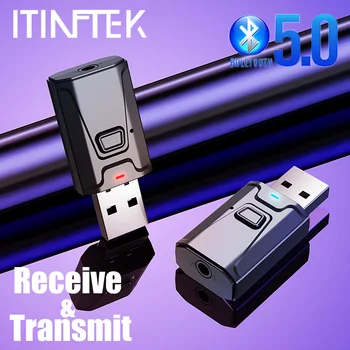 

ITINFTEK B1 Bluetooth 5.0 Transmitter Handsfree Wireless Receiver RCA AUX Audio 3.5mm Jack Hands Free Adapter for TV Car Speaker