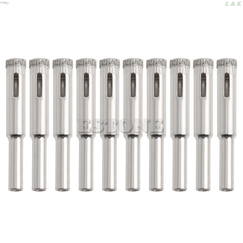  New 10Pcs 5mm 6mm 8mm 10mm 12mm Diamond Coated Core Drill Bits Hole Saw Glass Tile Ceramic Marble