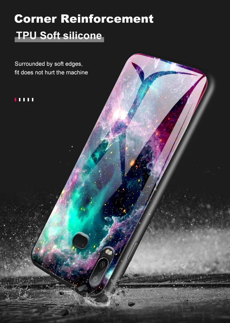Мода для samsung Galaxy A10 A50 A70 A40 A80 A90 A20 A30 A6S A8S закаленное Стекло чехол J4 плюс M10 S8 S9 S10+ M20 M30 Coque