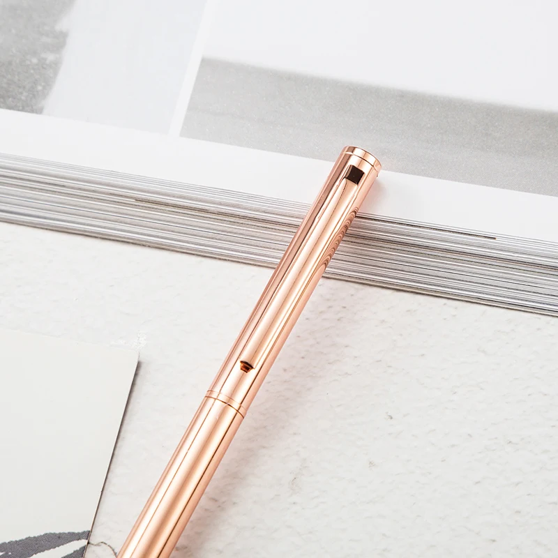 New Metal Ballpoint Pen Rose Gold Pen Custom Logo Advertising Ballpoint Pen  Lettering Engraved Name School&office Supplies