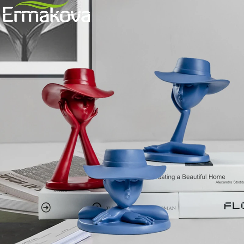 ERMAKOVA Modern Minimalist Abstract Girl Sculpture Hat Character Flowerpot Resin Storage Ornaments Nordic Home Decoration ERMAKOVA Modern Minimalist Abstract Girl Sculpture Hat Character Flowerpot Resin Storage Ornaments Nordic Home Decoration