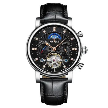 

KINYUED New Business Men's Watches Multifunctional Automatic Mechanical Watch Male Tourbillon Waterproof Watch Hollow Clock week