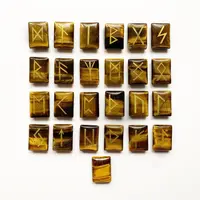 Natural Palm Stones Viking Runes Nordicas Amulet Onyx Retangular Crystal Rune Stones Set Divination Agate Aventurine Tiger Eye 5