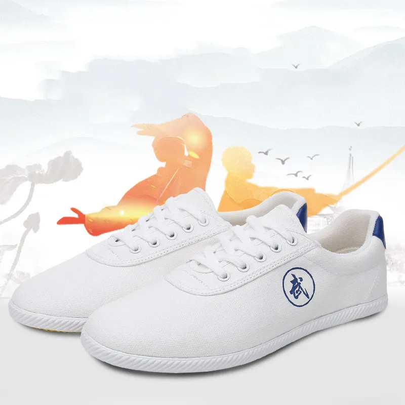 

Classic Martial Art Shoes White Sneakers Canvas Wu Shu Shoes Tennis masculino Taekwondo Breathable Sneakers Tai Chi Kung Fu Shoe