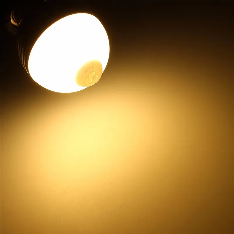 Тёплый белый 1PCS LED Ball Bulb 5W E27/B22 Infrared PIR Motion Sensor Detection Light Lamp Garden Lighting Warm White/White AC85~265V - Испускаемый цвет: Тёплый белый