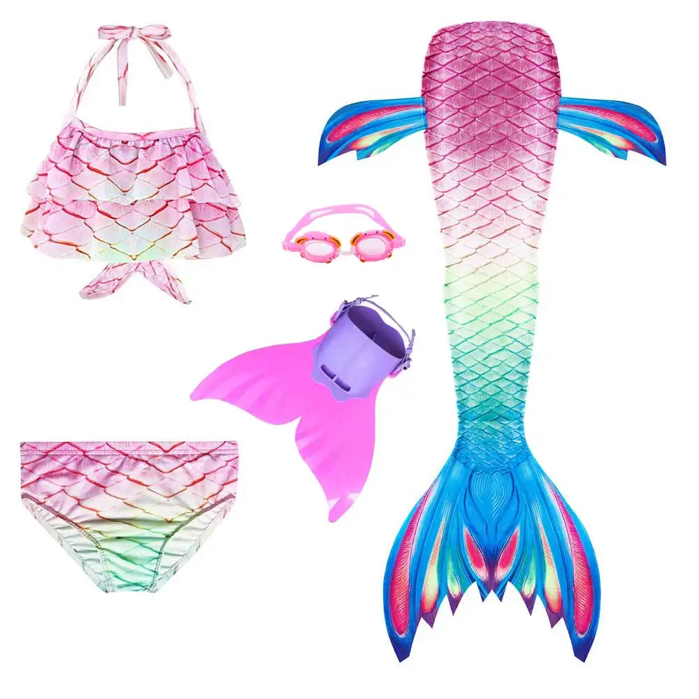 Girls-Walkable-And-Swimmable-Mermaid-Tail-Swimsuit-Cosplay-Costume-Kids-Children-Bikini-And-Sparkle-Mermaid-Swimtail(7)