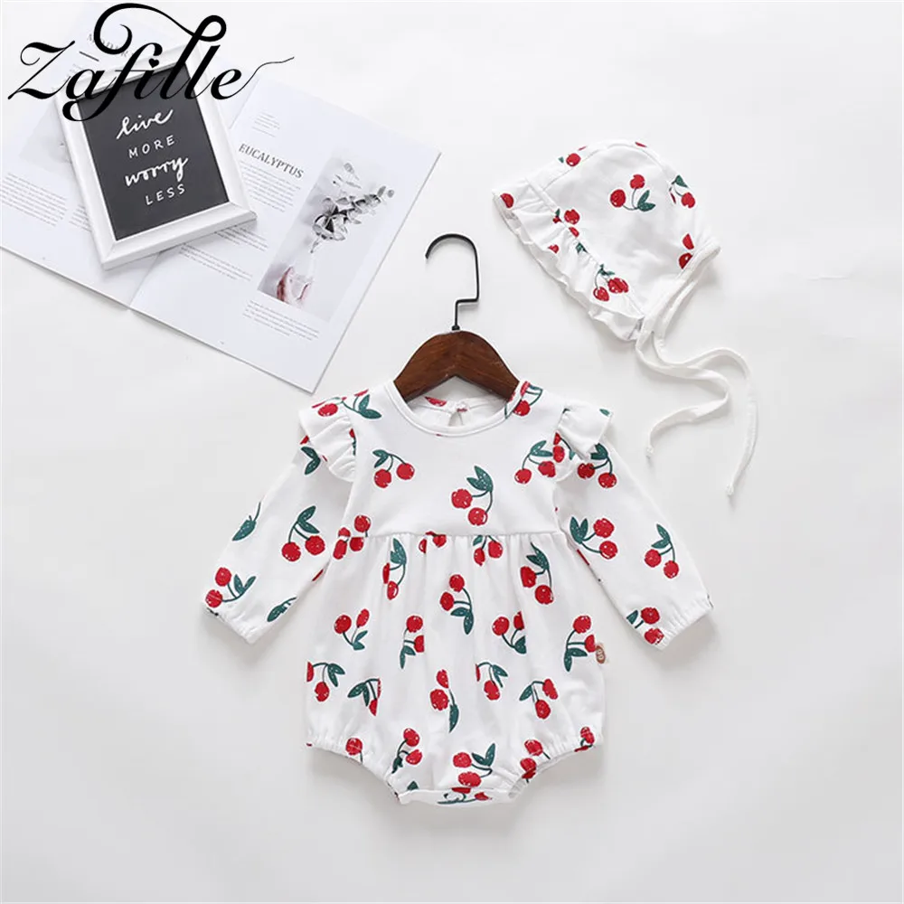 

ZAFILLE Baby Girl Clothes Summer Cute Girls Clothing Newborn Infant Baby Romper Cherry Printed Kids Clothes Cotton Baby Jumpsuit