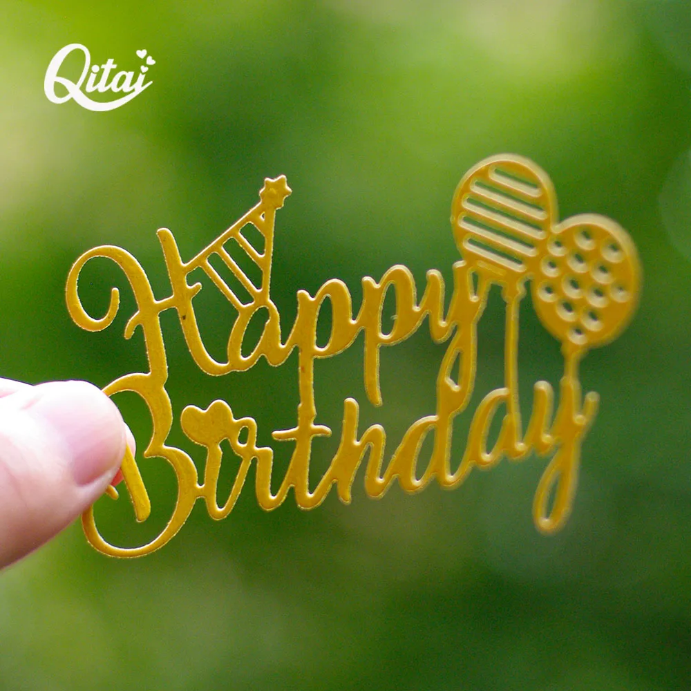 

Happy Birthday Letters with balloon QITAI 1PCS Metal Cutting Dies DIY Paper Card Crafts Creative Decoration Scrapbooking MD367