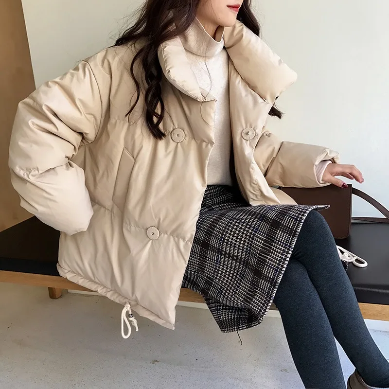 

Students Thick down Coat Women's Winter Korean-style Loose Cocoon Short A- line Cotton Overcoat Cotton Coat