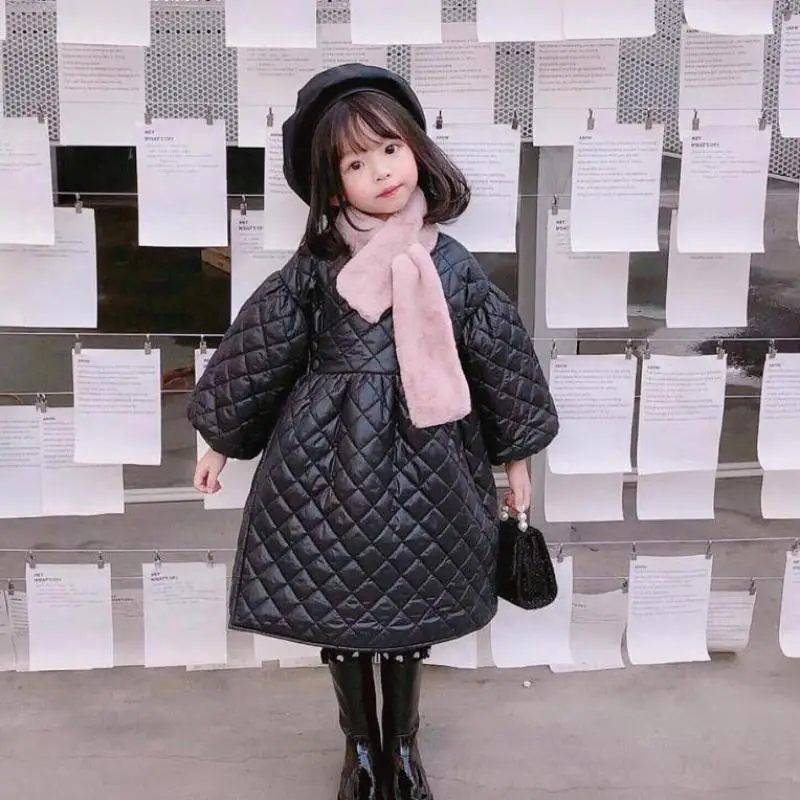 Детское платье с v-образным вырезом и рукавами-фонариками, теплые, плотные, детские, для девочек, черные, длинные, модные, Осенние, зимние, вечерние платья для девочек, черные