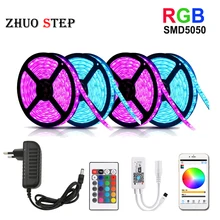 

RGB LED Strip 5m 10m 15m Waterproof Led Neon Light 2835 5050 DC12V 30Leds/M Flexible Lighting Ribbon Tape Controller Adapter Set