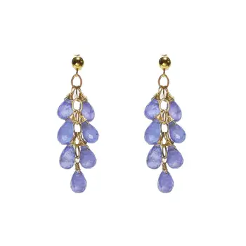 

Lii Ji Natural Tanzanite Drop Beads Earrings 14K Gold Filled Handmade Jewelry