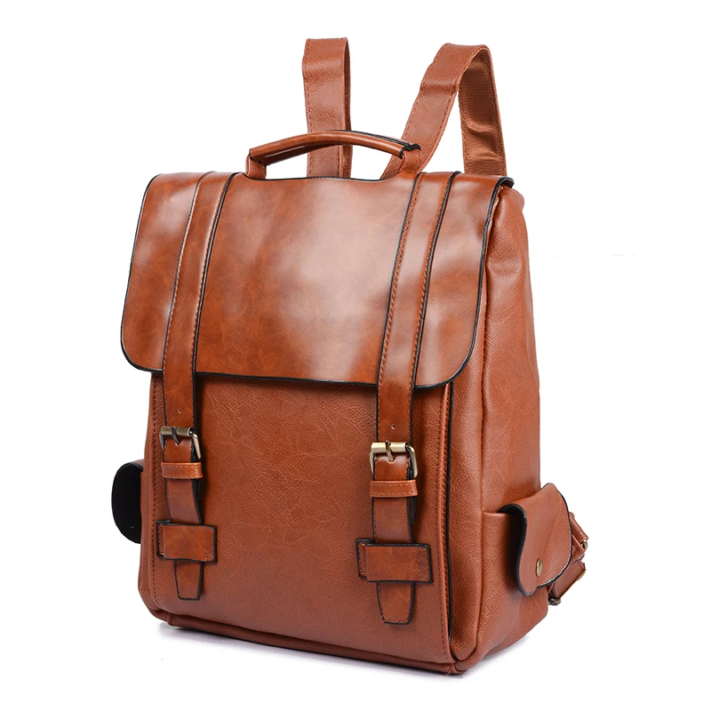 Модный винтажный мужской рюкзак wo из искусственной кожи, школьные сумки для девочек-подростков, школьный рюкзак, коричневый, черный, мужской рюкзак wo