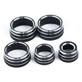 

5Pcs Car Interior Air Condition Audio Function Rear View Mirror Button Circle Trim For Toyota Camry