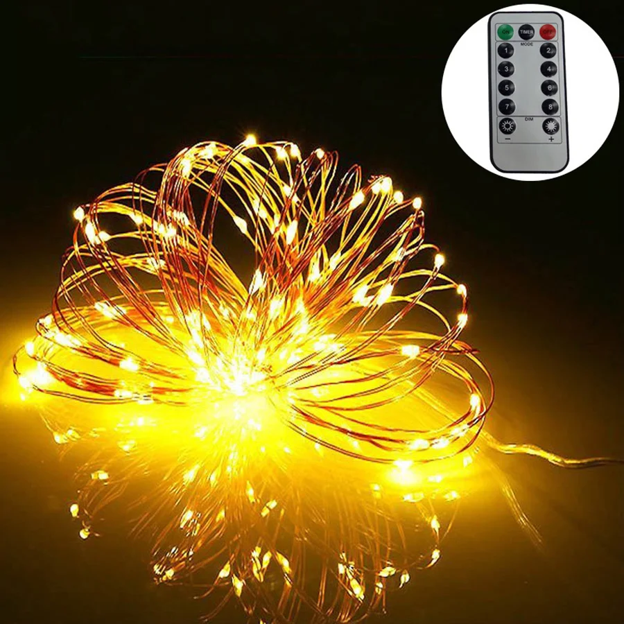 100 LED 10M LED String Light Remote Control ChristmasWeddingPartyFestival Decoration Lights Waterproof Holiday LED Lighting (7)