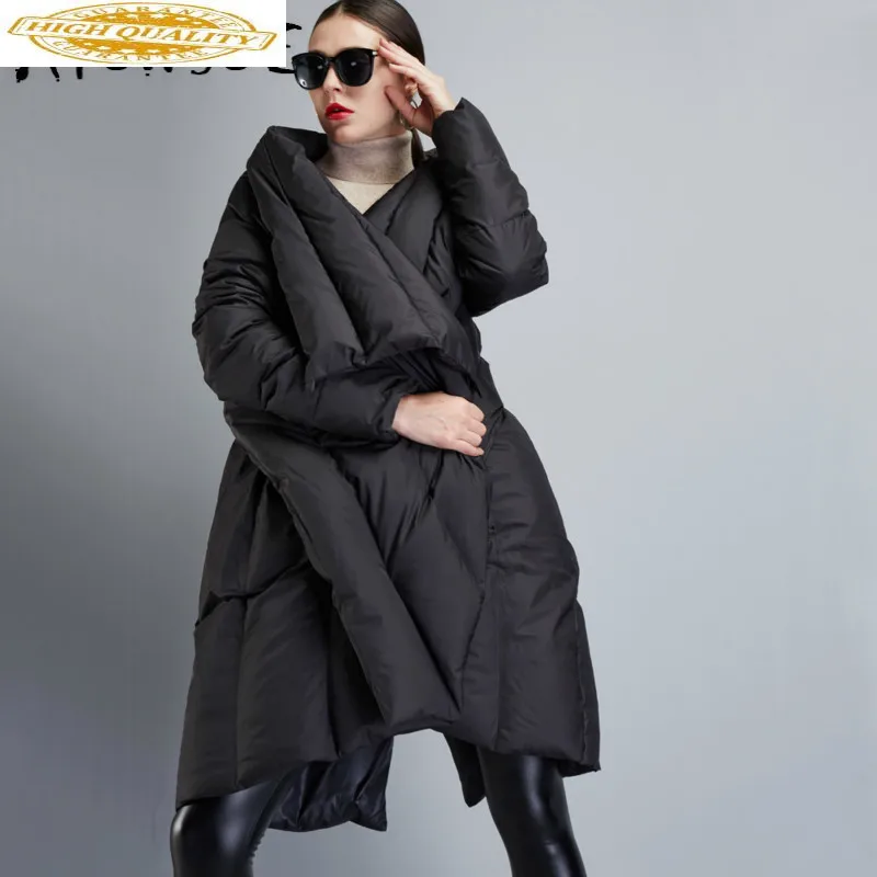 2019 New 90% White Duck Down Jacket Women Korean Fashion Winter Coat Long Puffer Warm Parka EF12008 YY1630 | Женская одежда