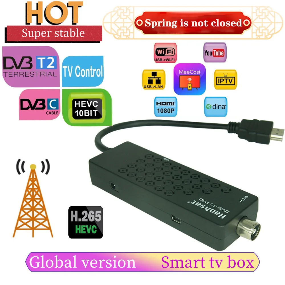 ТВ-флешка DVB-T2 pro H.265 HEVC бит цифровой наземный ресивер DVB T2 тюнер Netflix итальянский