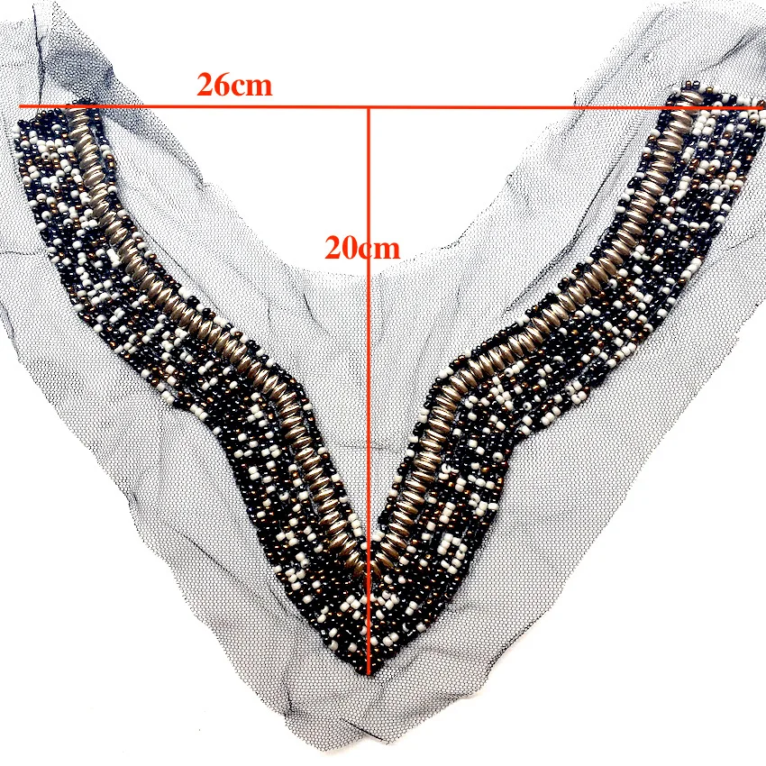 1Pcs V-Neck Handmade Lace Beaded Collar Fashion Jewelry Party for Fashion Clothing Sewing Accessories