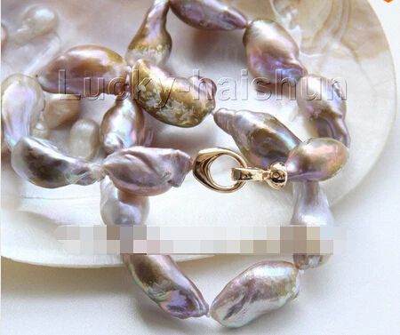 01063 блеск 1" 26 мм Фиолетовый Возрожденный жемчуг Keshi ожерелье