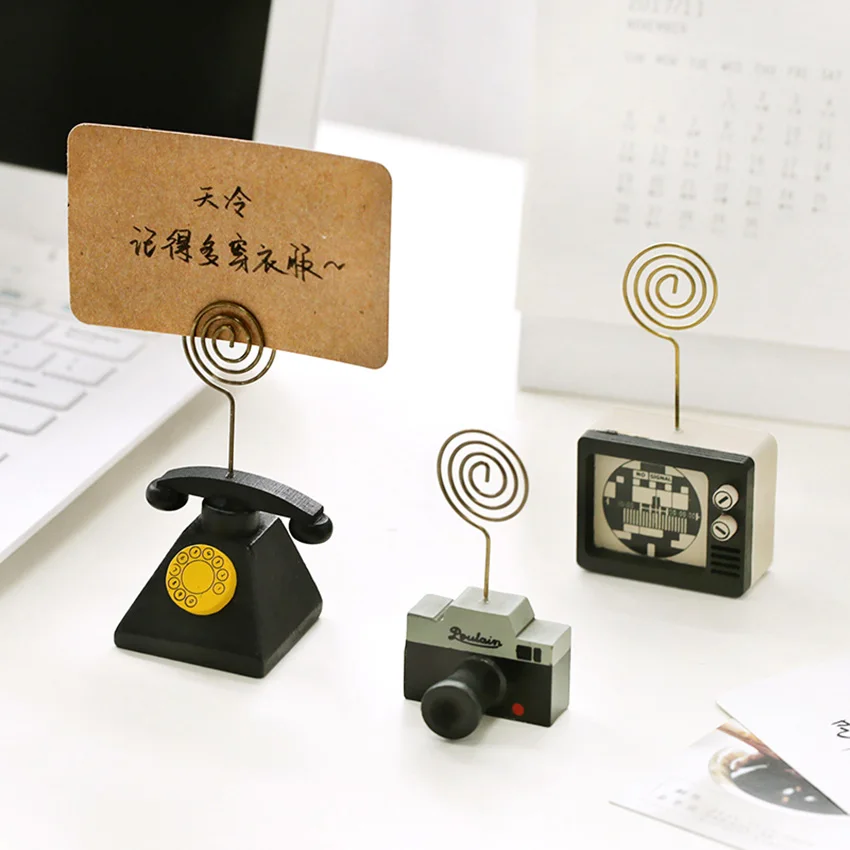 

Wooden Card Stock Notes Folder Photo Clip Creative business Card Message Clip Office Supplies Desktop Information Photo Folder