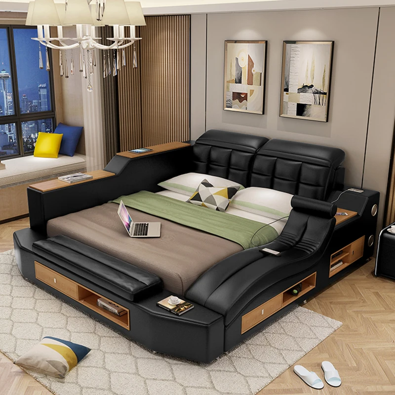 Мягкая оправа для кровати из натуральной кожи массажер хранения безопасный