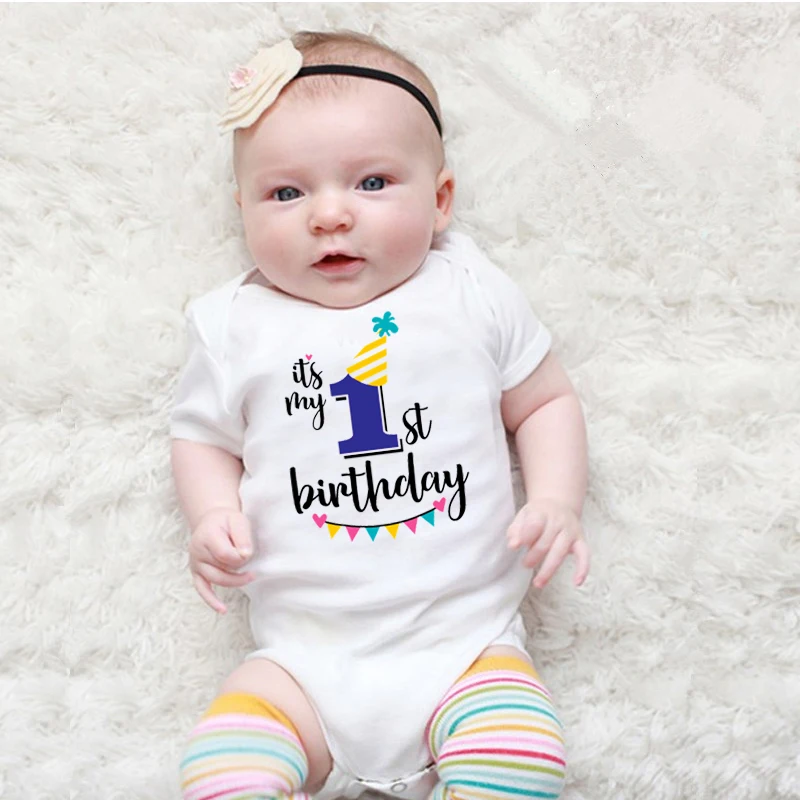 Newborn Baby Cotton Baby Short sleeved Baby Rompers My First Birthday