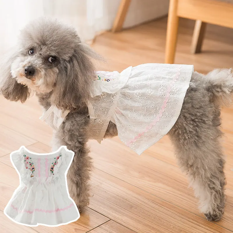 Little Daisy Princess Dog Dresses Cute Cotton Puppy Clothes for Small Dogs Girl Thin Breathable Dog Skirts Floral Cat Costume