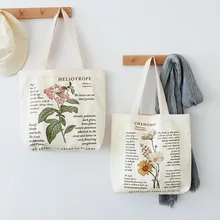 

Flower Retro Literary Canvas Shoulder Bag for Women 2022 New Fashion Cotton Letters Shopping Shopper Ladies Tote Bags Handbags