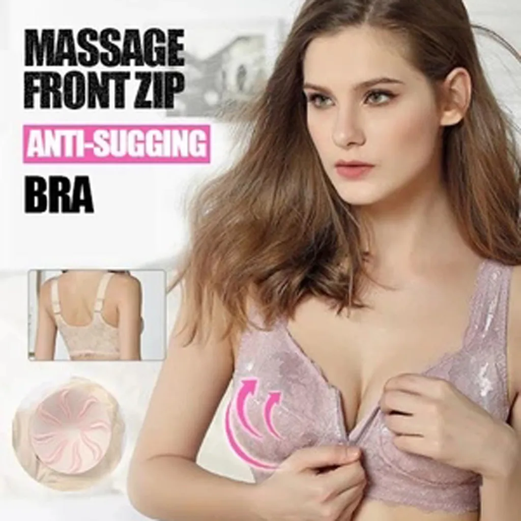 

Underwear 2019Top Women Casual Massage Front Zip Wire-Free Supportive Sleep Bra Adjustable Bras