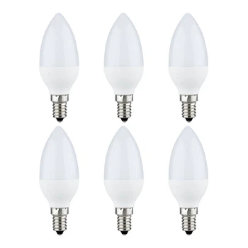 

6pcs LED Lamps Candle Light Bulbs Candlesticks 2700K AC220-240V E14 470LM 3W Cool White