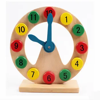 

Free shipping Classic Wood Clock Model Building Block Education Teaching Children Color wooden clock toys Kids Digital Clock toy