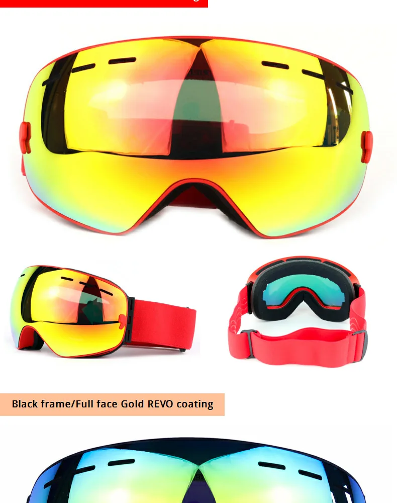 Men Women Ski Goggles Snowboard Glasses for Skiing UV400 Protection Snow Skiing Glasses Anti-fog Ski Mask Goggles