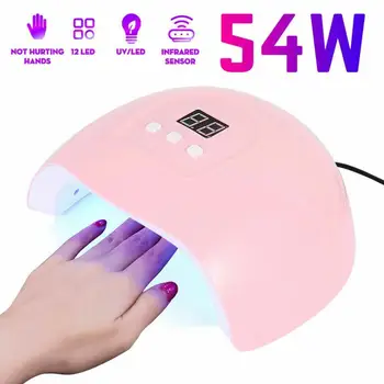 

1 Pcs 54W Nail Polish Dryer Uv LED Lamp Acrylic Gel Curing Light Manicure Timer ABS Sunshine Nail Dryer Pink