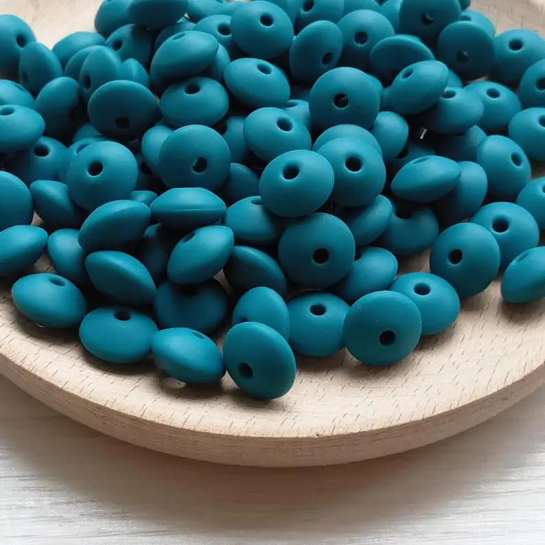 

100PCS Biscay Silicone Beads Saucer 12mm Bulk BPA free Pacifier Beads Baby Teether BX34