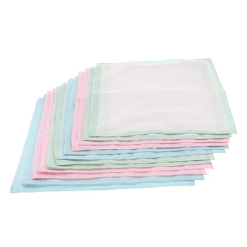 

Prettyia 12x Cotton Plaid Handkerchiefs Soft Square Pocket Towel, Unisex