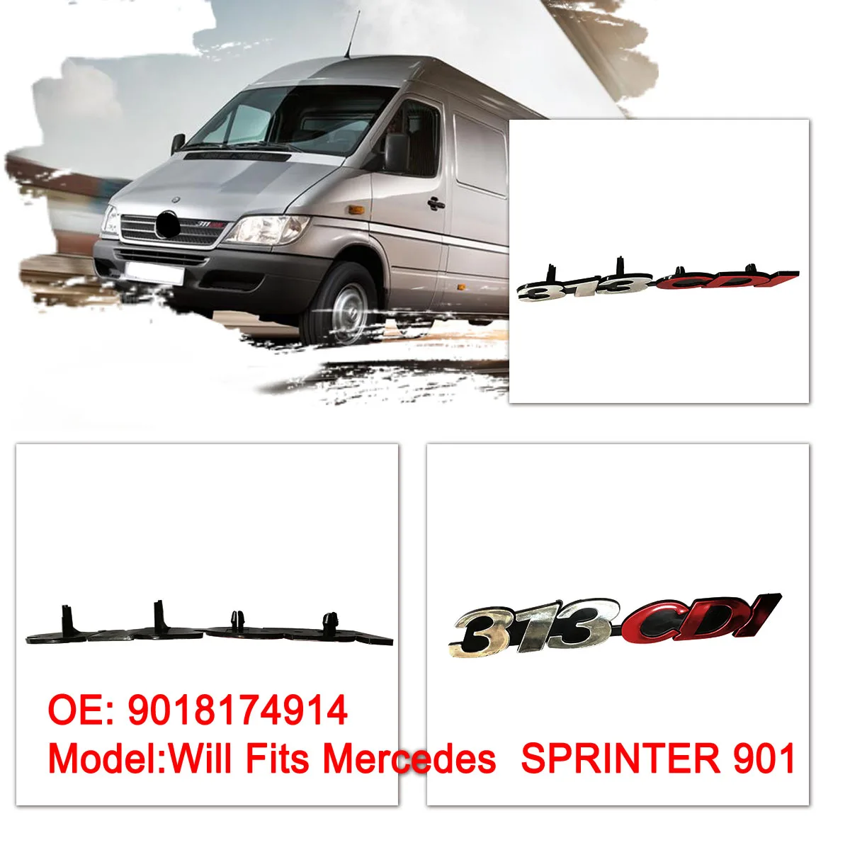 New313CDIChromeBadgeEmblemLogoforMercedesSPRINTERFrontGrille