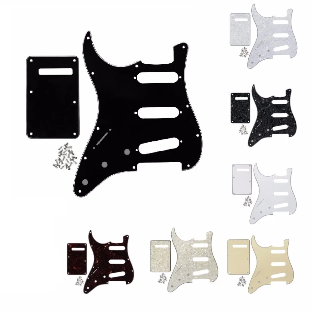 FLEOR набор левшей гитары Pickguard ST SSS 11 отверстий задняя пластина и винты 7