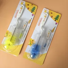 2 шт. Детские щетки для бутылочек+ щетка для сосков, вращающаяся на 360 градусов, набор кистей для мытья детских бутылочек, нейлоновая щетка для чистки