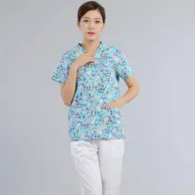 Медицинские халаты топы с мультяшным принтом форменной одежды для медицинского Костюмы стоматологическая клиника медсестра костюм Для женщин Для мужчин хирургические