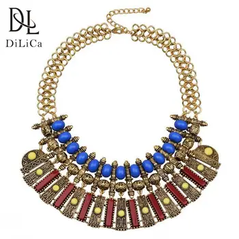 

DiLiCa Boho Vintage Statement Necklace for Women Gold Color Maxi Necklace Jewelry Lady Bohemian Necklaces