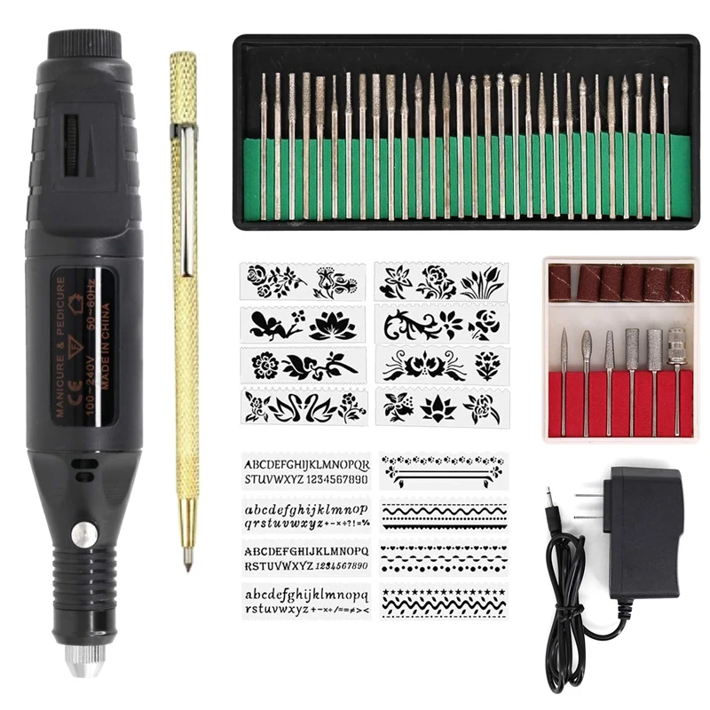 

Electric Micro-Engraving Pen Mini Diy Vibro Engraving Tool Kit Metal Glass Ceramic Plastic Wood Jewelry with Stapler Etcher 30 B