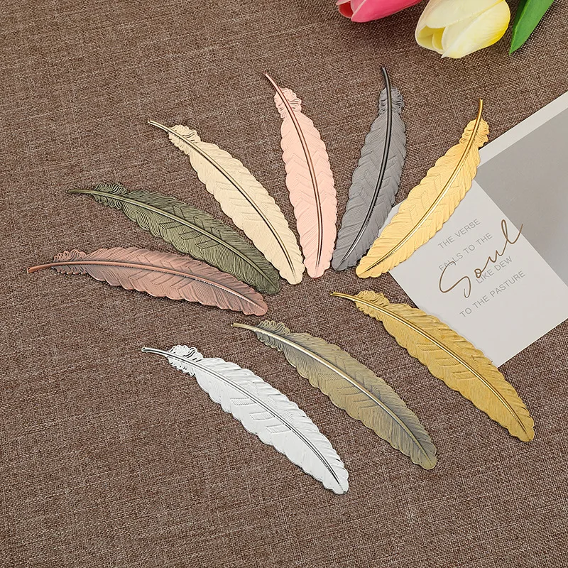 Metal Bookmark, Bookmarks Stationery Supplies, 1 Pcs Creative Metal Feather Bookmark Rose Gold Chinese Style Retro Craft